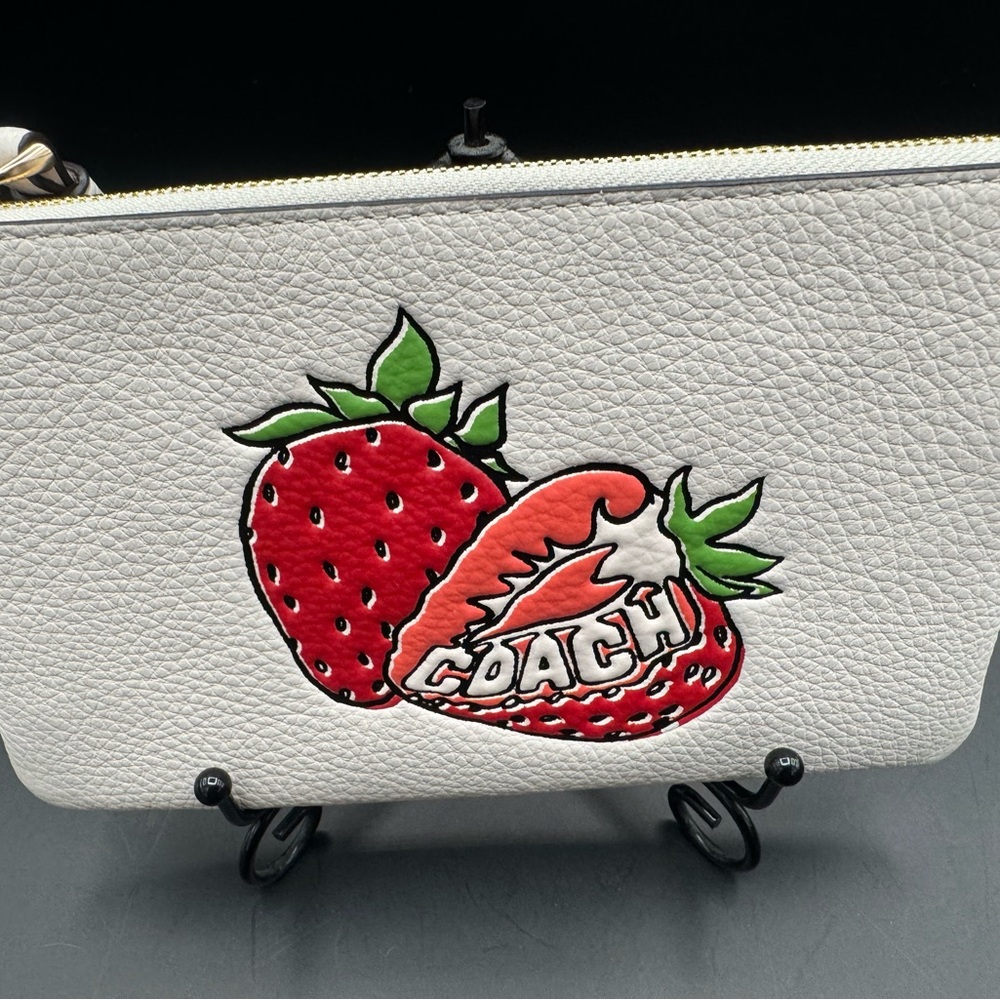 Coach White Wristlet with Strawberry Design